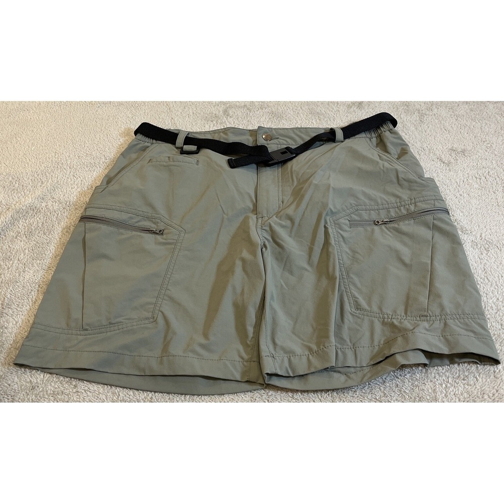 Shallowlulu Men Sage Green Hiking Cargo Shorts Size 38 Integrated Belt 8" Summer